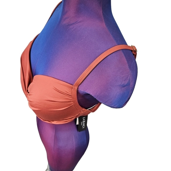 NWT‎ La Blanca Rust Twist Front Bandeau Bikini Top Size 14 Women's Q21 - Picture 4 of 9